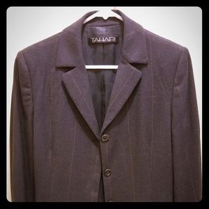Tahari Gray jacket with brown pinstripe